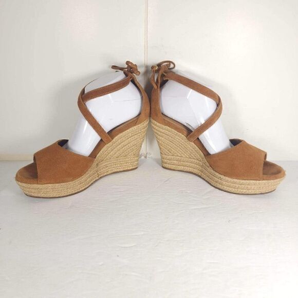 UGG WOMEN'S REAGAN US 11 CHESTNUT SUEDE STRAPPY PLATFORM WEDGE SANDALS - Picture 5 of 11